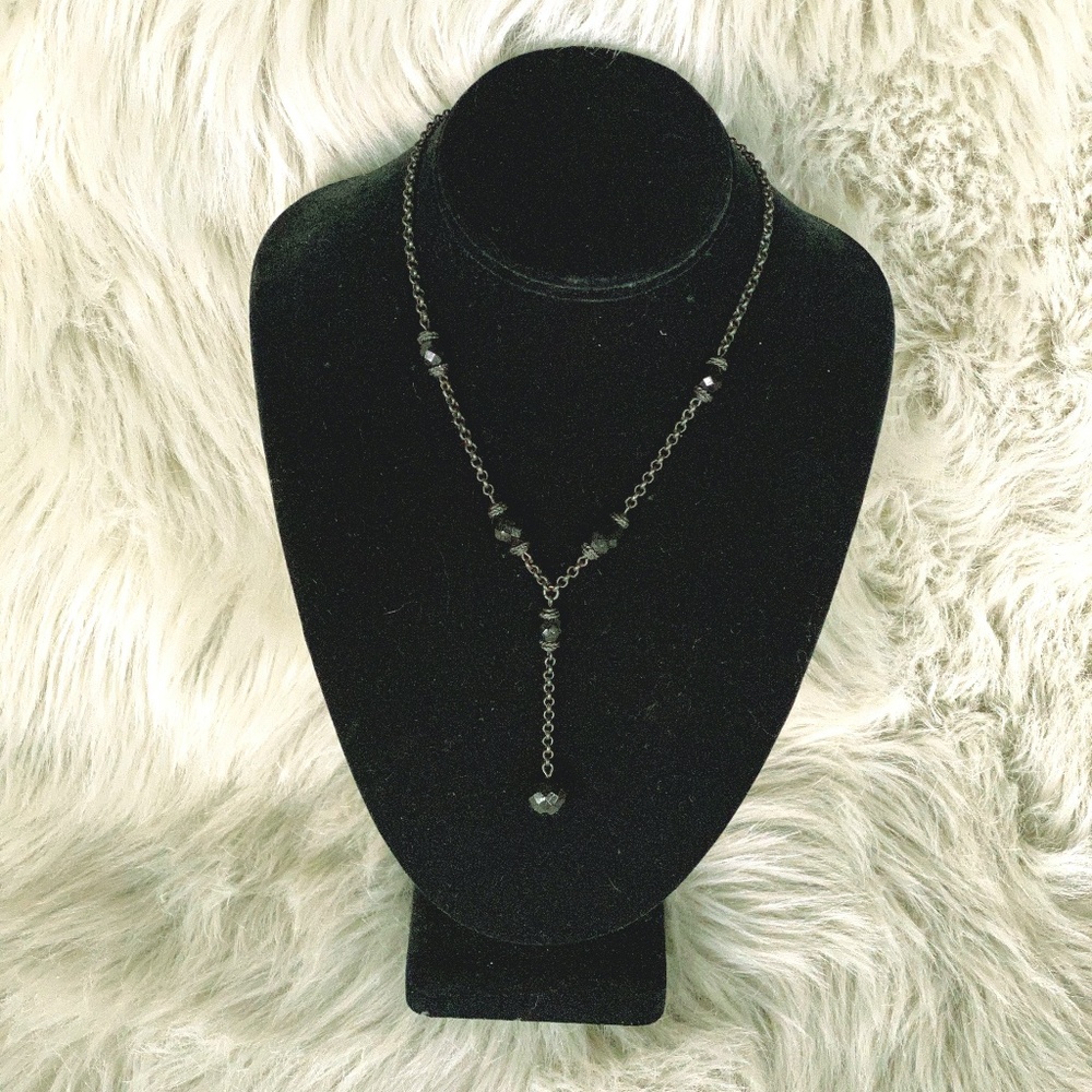Express black on black drop necklace